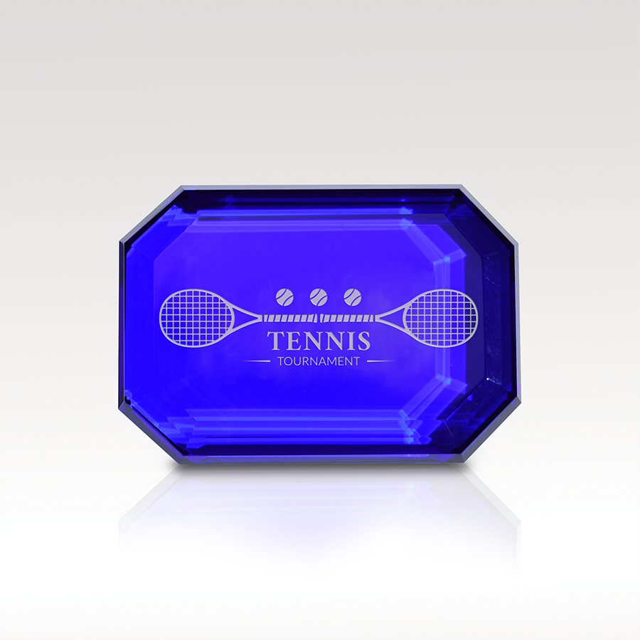 Optical Crystal Paperweights Sapphire & Rose SKU: G7207