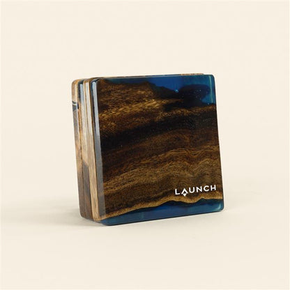 Acacia Coaster Set SKU: MW-COASTER-OPQ-BK,MW-COASTER-OPQ-BL,MW-COASTERTRANSLU-BL,MW-COASTERTRANSLU-BK