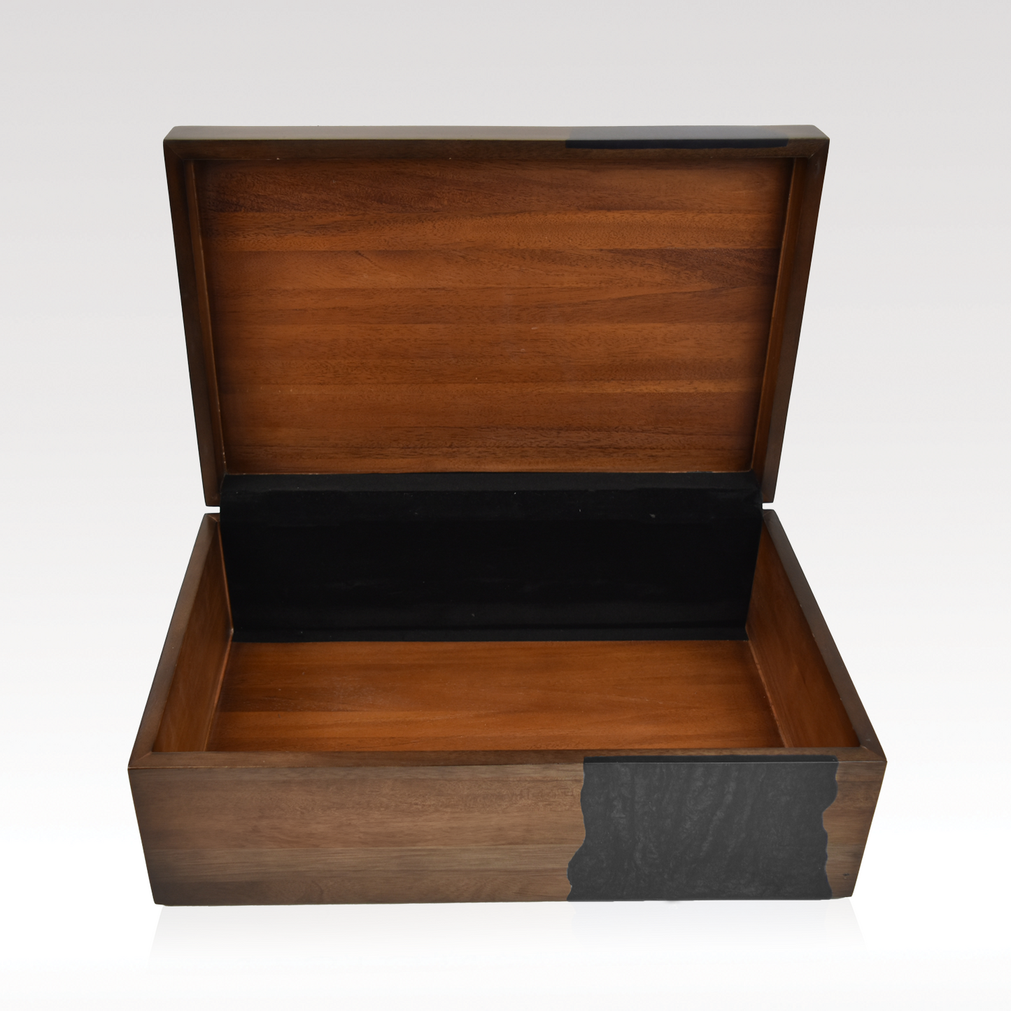 Mesa Well Mahogany Wood and Resin Box SKU: RESINBOX1638-BK,RESINBOX1638-BKEM