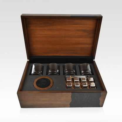 Mesa Well Mahogany Wood and Resin Box SKU: RESINBOX1638-BK,RESINBOX1638-BKEM